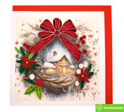 Santa's Village Christmas, Quilling Greeting Card - Unique Dedicated Handmade/Heartmade Art. Design Greeting Card for all occasion