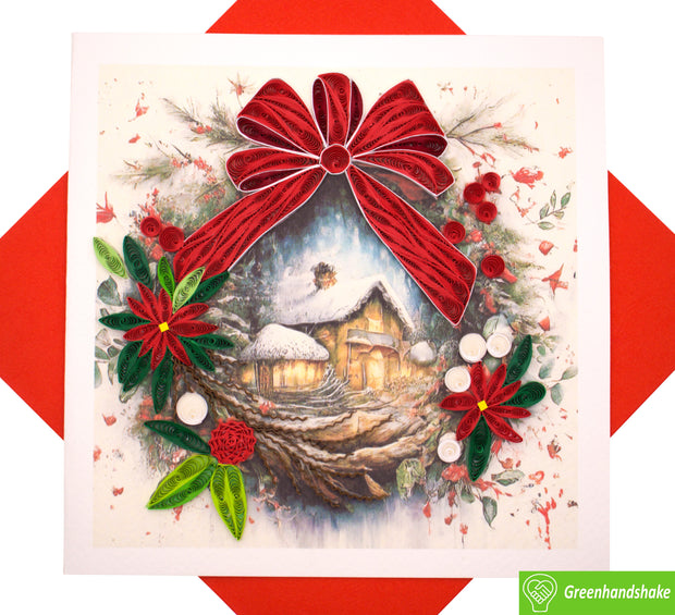 Santa's Village Christmas, Quilling Greeting Card - Unique Dedicated Handmade/Heartmade Art. Design Greeting Card for all occasion