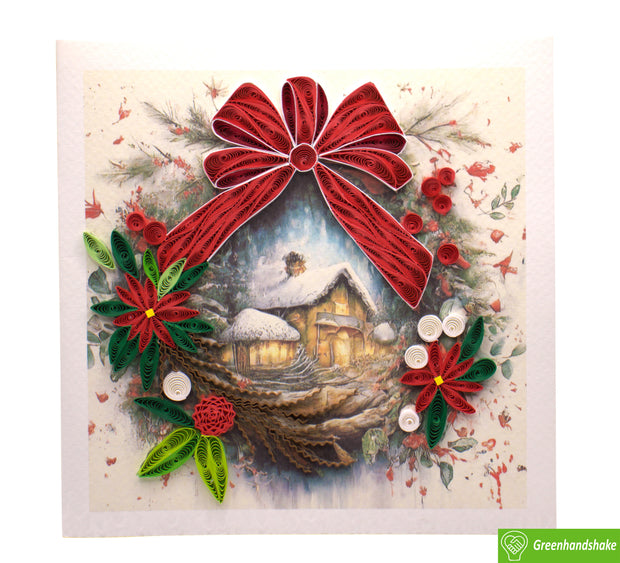 Santa's Village Christmas, Quilling Greeting Card - Unique Dedicated Handmade/Heartmade Art. Design Greeting Card for all occasion