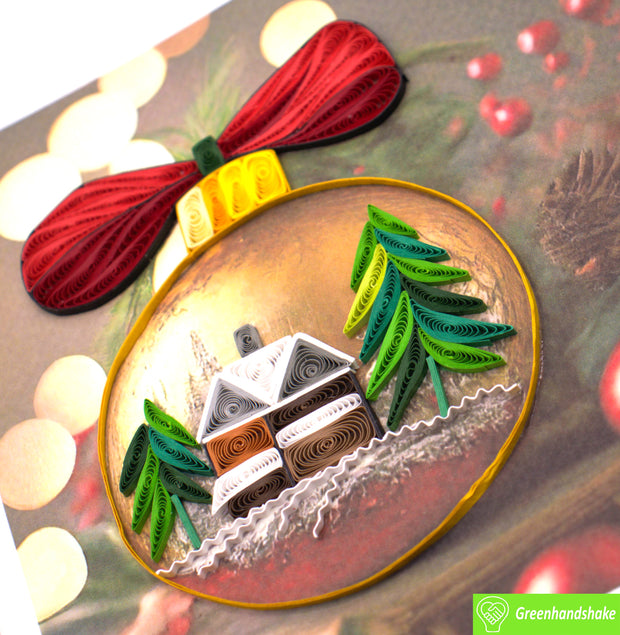 Magical Christmas Ornament, Quilling Greeting Card - Unique Dedicated Handmade/Heartmade Art. Design Greeting Card for all occasion