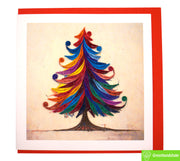 Colorful Christmas Tree, Quilling Greeting Card - Unique Dedicated Handmade/Heartmade Art. Design Greeting Card for all occasion