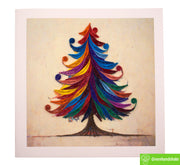 Colorful Christmas Tree, Quilling Greeting Card - Unique Dedicated Handmade/Heartmade Art. Design Greeting Card for all occasion