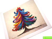 Colorful Christmas Tree, Quilling Greeting Card - Unique Dedicated Handmade/Heartmade Art. Design Greeting Card for all occasion