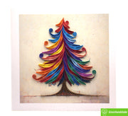 Colorful Christmas Tree, Quilling Greeting Card - Unique Dedicated Handmade/Heartmade Art. Design Greeting Card for all occasion