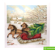 Sleigh Ride with Tree, Quilling Greeting Card - Unique Dedicated Handmade/Heartmade Art. Design Greeting Card for all occasion