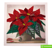 Potted Poinsettia Christmas Wishes, Quilling Greeting Card - Unique Dedicated Handmade/Heartmade Art. Design Greeting Card for all occasion