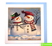 Snowman Friends, Quilling Greeting Card - Unique Dedicated Handmade/Heartmade Art. Design Greeting Card for all occasion