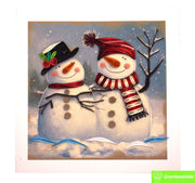 Snowman Friends, Quilling Greeting Card - Unique Dedicated Handmade/Heartmade Art. Design Greeting Card for all occasion