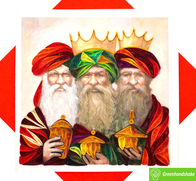 The Three Wise Men, Quilling Greeting Card - Unique Dedicated Handmade/Heartmade Art. Design Greeting Card for all occasion