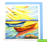 Sunset Reflections, Quilling Greeting Card - Unique Dedicated Handmade/Heartmade Art. Design Greeting Card for all occasion