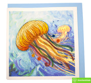 Vibrant Jellyfish Wonderland, Quilling Greeting Card - Unique Dedicated Handmade/Heartmade Art. Design Greeting Card for all occasion