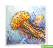 Vibrant Jellyfish Wonderland, Quilling Greeting Card - Unique Dedicated Handmade/Heartmade Art. Design Greeting Card for all occasion