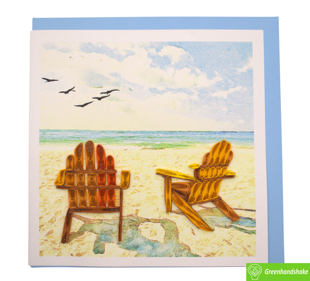 Serene Beach Escape, Quilling Greeting Card - Unique Dedicated Handmade/Heartmade Art. Design Greeting Card for all occasion