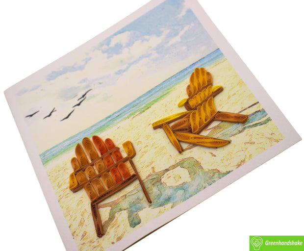 Serene Beach Escape, Quilling Greeting Card - Unique Dedicated Handmade/Heartmade Art. Design Greeting Card for all occasion