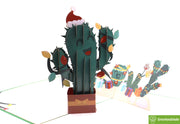 Cactus in Christmas Spirit, Christmas Pop Up Card 3D Collection - Handmade 3D Popup Greeting Cards for Christmas, Holiday, Xmas Gift