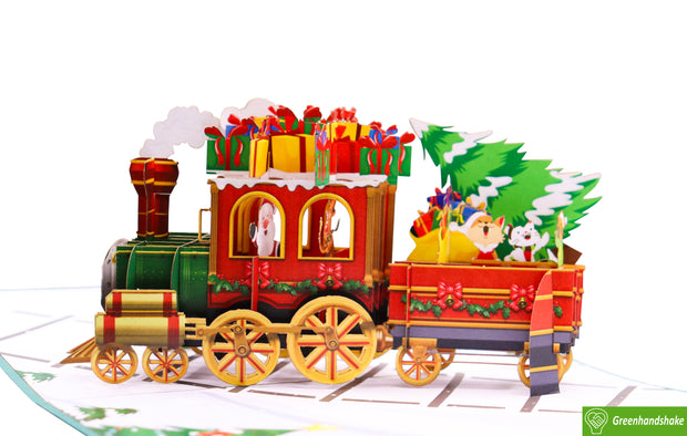 Santa’s Holiday Express, Christmas Pop Up Card 3D Collection - Handmade 3D Popup Greeting Cards for Christmas, Holiday, Xmas Gift