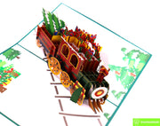 Santa’s Holiday Express, Christmas Pop Up Card 3D Collection - Handmade 3D Popup Greeting Cards for Christmas, Holiday, Xmas Gift