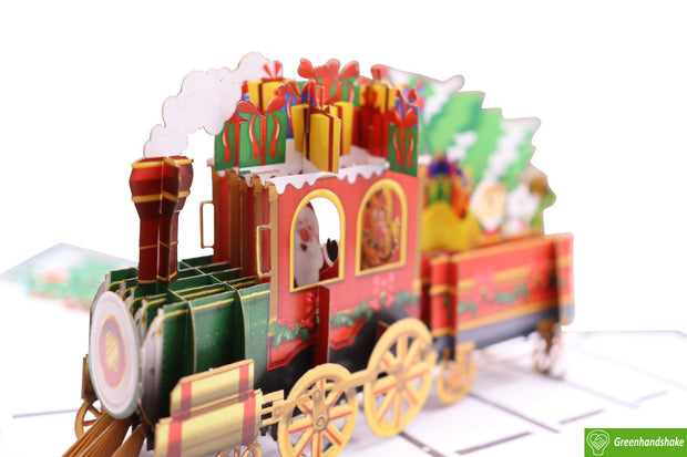 Santa’s Holiday Express, Christmas Pop Up Card 3D Collection - Handmade 3D Popup Greeting Cards for Christmas, Holiday, Xmas Gift