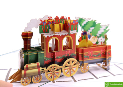 Santa’s Holiday Express, Christmas Pop Up Card 3D Collection - Handmade 3D Popup Greeting Cards for Christmas, Holiday, Xmas Gift