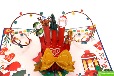 Merry Christmas Hand, Christmas Pop Up Card 3D Collection - Handmade 3D Popup Greeting Cards for Christmas, Holiday, Xmas Gift