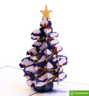 Festive Christmas Tree with Glowing Lights, Christmas Pop Up Card 3D Collection - Handmade 3D Popup Greeting Cards for Christmas, Holiday, Xmas Gift