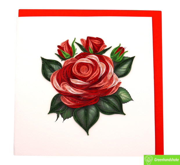 A Symphony of Roses, Quilling Greeting Card - Unique Dedicated Handmade Art. Design Greeting Card for all occasion by GREENHANDSHAKE