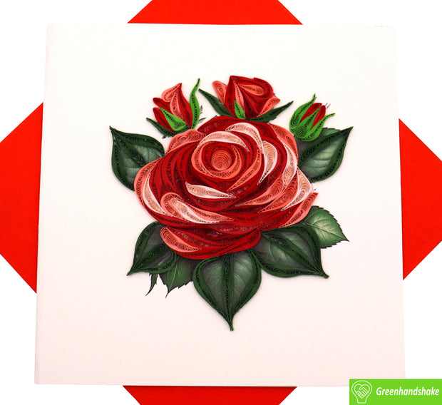 A Symphony of Roses, Quilling Greeting Card - Unique Dedicated Handmade Art. Design Greeting Card for all occasion by GREENHANDSHAKE