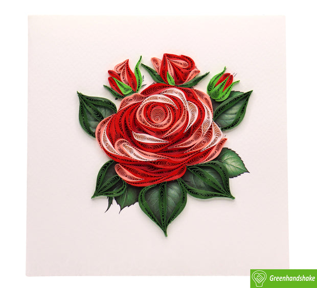 A Symphony of Roses, Quilling Greeting Card - Unique Dedicated Handmade Art. Design Greeting Card for all occasion by GREENHANDSHAKE