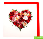 Blooming Heart, Quilling Greeting Card - Unique Dedicated Handmade Art. Design Greeting Card for all occasion by GREENHANDSHAKE