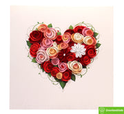 Blooming Heart, Quilling Greeting Card - Unique Dedicated Handmade Art. Design Greeting Card for all occasion by GREENHANDSHAKE