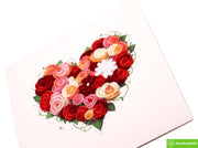 Blooming Heart, Quilling Greeting Card - Unique Dedicated Handmade Art. Design Greeting Card for all occasion by GREENHANDSHAKE