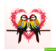 Parroted Love, Quilling Greeting Card - Unique Dedicated Handmade Art. Design Greeting Card for all occasion by GREENHANDSHAKE