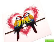 Parroted Love, Quilling Greeting Card - Unique Dedicated Handmade Art. Design Greeting Card for all occasion by GREENHANDSHAKE