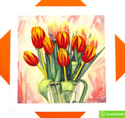 Tulip Whispers, Quilling Greeting Card - Unique Dedicated Handmade Art. Design Greeting Card for all occasion by GREENHANDSHAKE