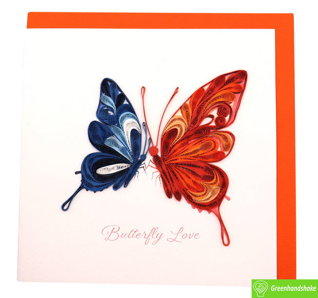 Whispers of Butterfly Love, Quilling Greeting Card - Unique Dedicated Handmade Art. Design Greeting Card for all occasion by GREENHANDSHAKE