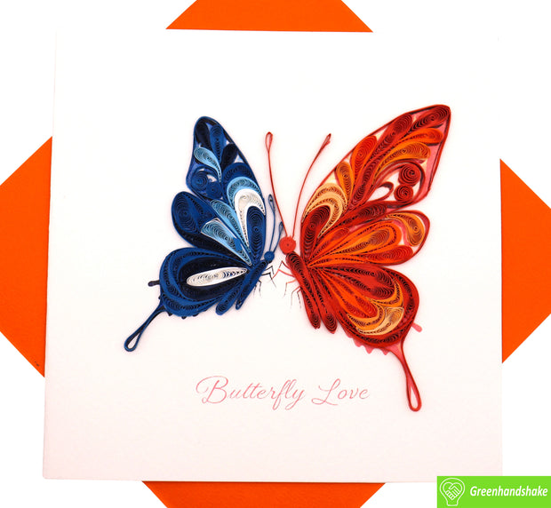 Whispers of Butterfly Love, Quilling Greeting Card - Unique Dedicated Handmade Art. Design Greeting Card for all occasion by GREENHANDSHAKE