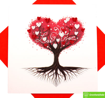 Love Takes Root, Quilling Greeting Card - Unique Dedicated Handmade Art. Design Greeting Card for all occasion by GREENHANDSHAKE