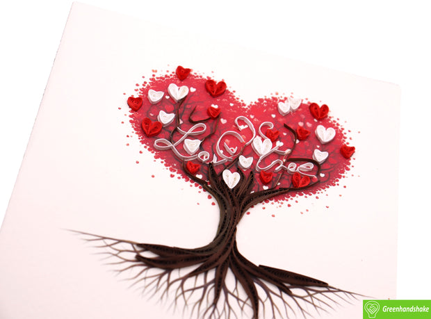 Love Takes Root, Quilling Greeting Card - Unique Dedicated Handmade Art. Design Greeting Card for all occasion by GREENHANDSHAKE