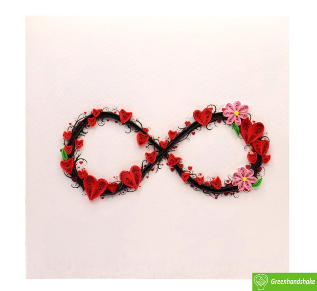 Infinity in My Heart, Quilling Greeting Card - Unique Dedicated Handmade Art. Design Greeting Card for all occasion by GREENHANDSHAKE