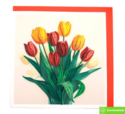 Tulip Elegance, Quilling Greeting Card - Unique Dedicated Handmade Art. Design Greeting Card for all occasion by GREENHANDSHAKE