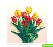 Tulip Elegance, Quilling Greeting Card - Unique Dedicated Handmade Art. Design Greeting Card for all occasion by GREENHANDSHAKE