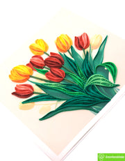 Tulip Elegance, Quilling Greeting Card - Unique Dedicated Handmade Art. Design Greeting Card for all occasion by GREENHANDSHAKE