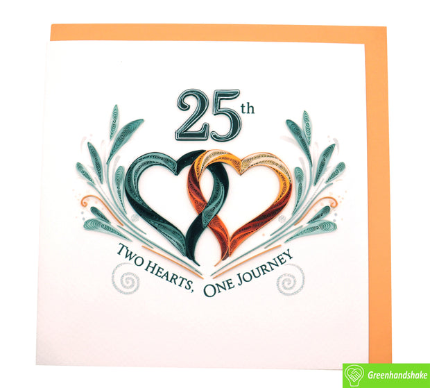 Two Hearts, One Journey, Quilling Greeting Card - Unique Dedicated Handmade Art. Design Greeting Card for all occasion by GREENHANDSHAKE