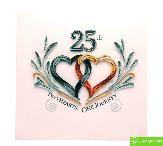 Two Hearts, One Journey, Quilling Greeting Card - Unique Dedicated Handmade Art. Design Greeting Card for all occasion by GREENHANDSHAKE