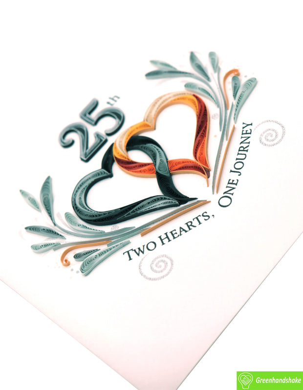 Two Hearts, One Journey, Quilling Greeting Card - Unique Dedicated Handmade Art. Design Greeting Card for all occasion by GREENHANDSHAKE