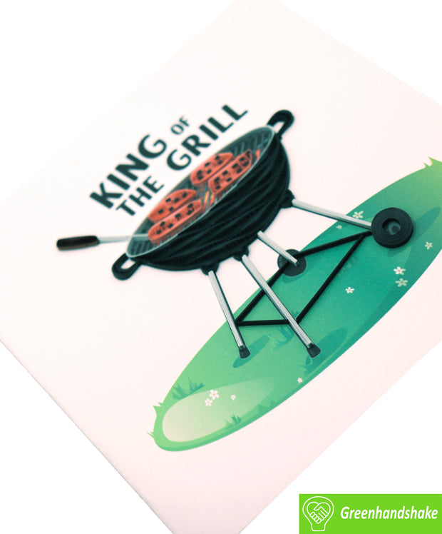 King of the Grill, Quilling Greeting Card - Unique Dedicated Handmade Art. Design Greeting Card for all occasion by GREENHANDSHAKE
