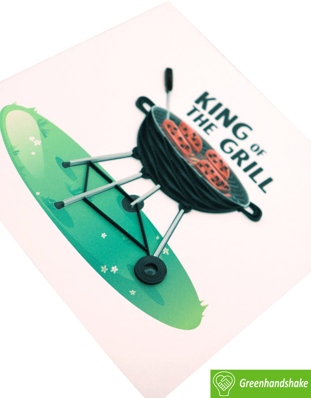 King of the Grill, Quilling Greeting Card - Unique Dedicated Handmade Art. Design Greeting Card for all occasion by GREENHANDSHAKE