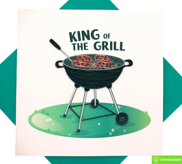 King of the Grill, Quilling Greeting Card - Unique Dedicated Handmade Art. Design Greeting Card for all occasion by GREENHANDSHAKE