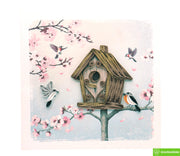 The Birdhouse Gathering, Quilling Greeting Card - Unique Dedicated Handmade Art. Design Greeting Card for all occasion by GREENHANDSHAKE