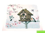 The Birdhouse Gathering, Quilling Greeting Card - Unique Dedicated Handmade Art. Design Greeting Card for all occasion by GREENHANDSHAKE